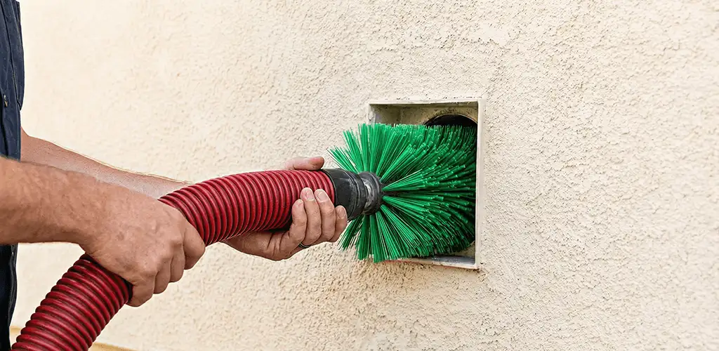 Air duct cleaning brush removing debris from a vent opening in San Jose, CA