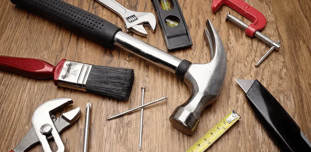 Handyman tools laid out for home repair and maintenance work in San Jose, CA