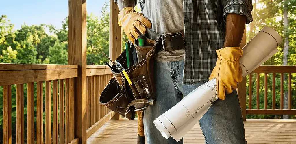 Professional handyman with tool belt ready for home repairs in San Jose, CA