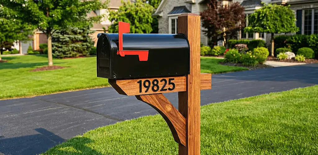 New mailbox installation with post and address number for a home in San Jose, CA